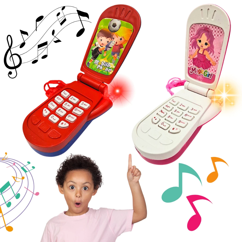Com 2 Brinquedo Celular Musical Infantil com Luz a Bateria Infantil Brinquedo De Menino e…
