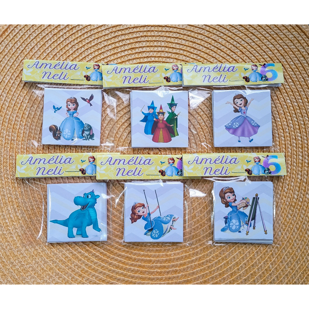 Jogo da Memória Princesa Sofia Personalizado 6 Pares | Lembrancinha Infantil para Festa de Aniversário
