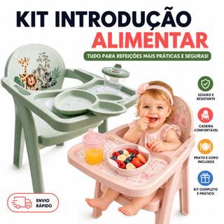 Cadeira de Refeição Completa Infantil Urso – Cadeira com Prato e Copo Bebê | Alimentação Segura
