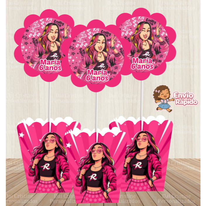kit  Centro de Mesa Personalizado Caixa Cachepot  Emily Vick dos Rosas  Menino Cachepô Enfeite Arranjo