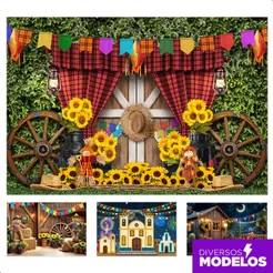 Painel Festa Junina Horizontal Fundo Fotográfico Cenário Fazenda Arraiá Foto Sublimado Em Tecido