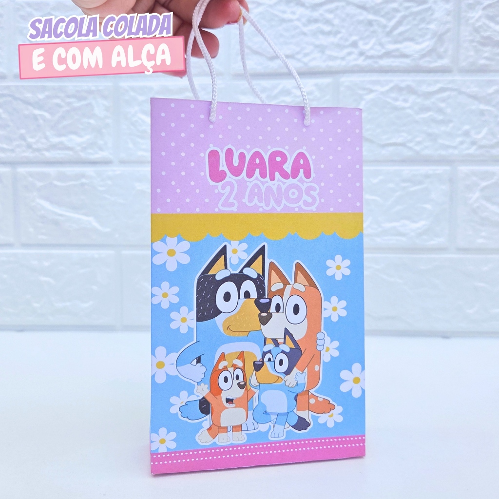 Sacolinha Personalizada Bluey Menina P | Sacolinha Surpresa | Lembrancinha de Festa | Aniversário