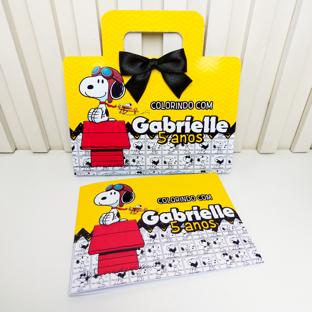 Kit Maleta de Colorir Snoopy Peanuts - Lembrancinha Festa Infantil, Brinde Crianças, Aniversário Personalizado