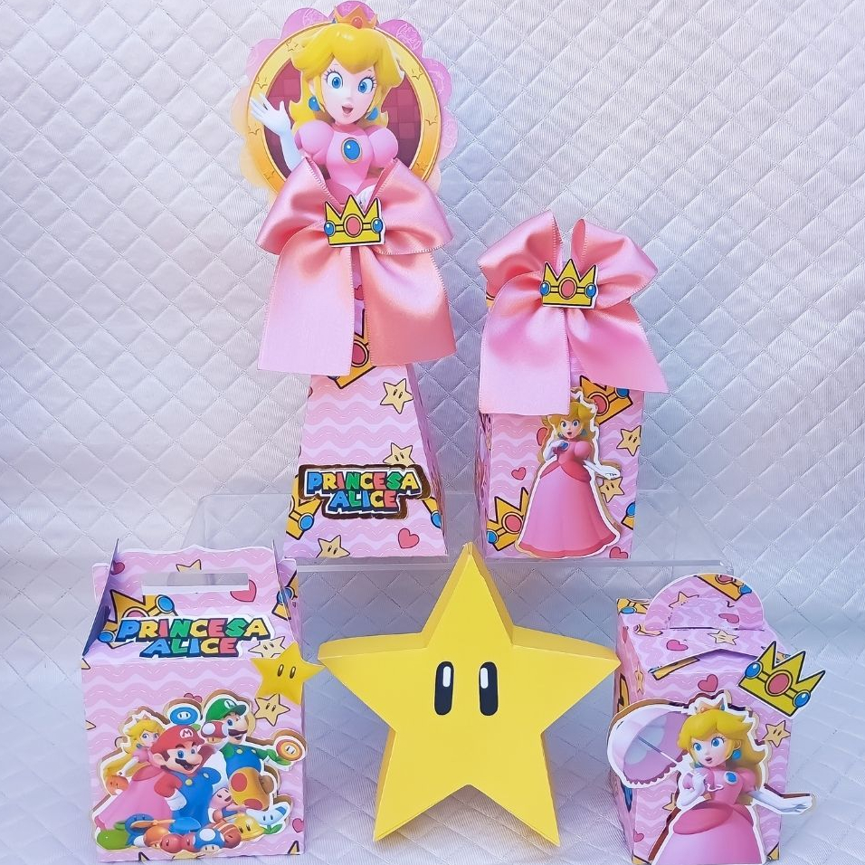 Kit Caixas PRINCESA PEACH Personalizados para Lembrancinhas aniversário festa infantil