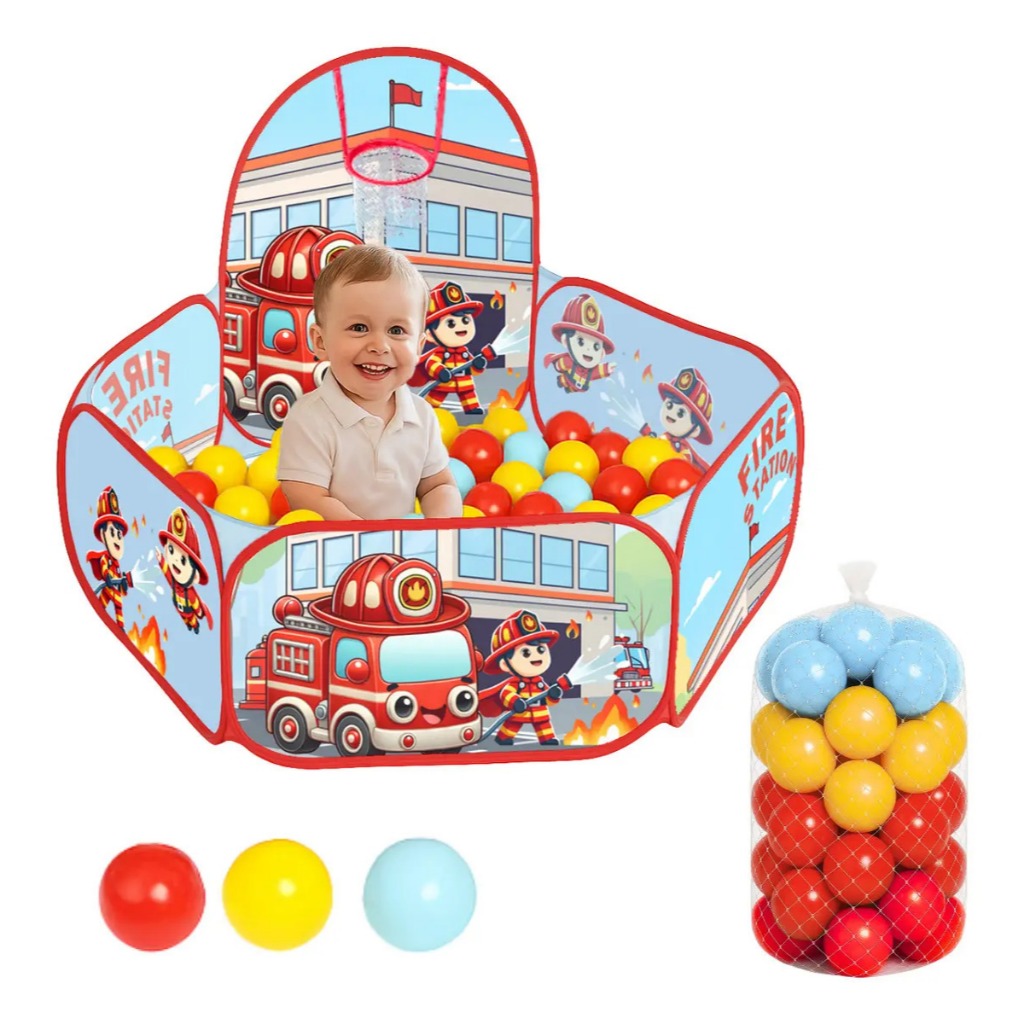 Piscina de Bolinhas Infantil Com Cestinha de Basquete Menino