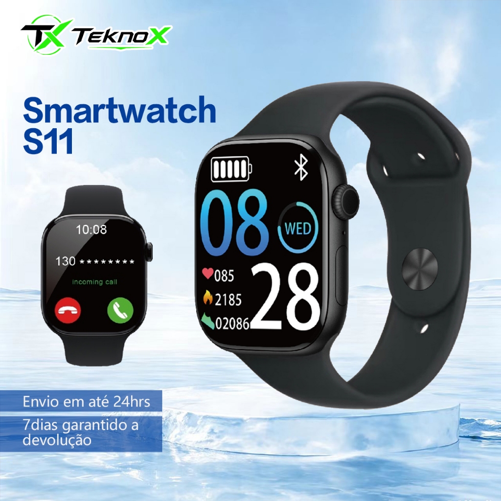 Smartwatch S11 Série 11 Tela AMOLED Bluetooth notificações de WhatsApp, GPS, Monitora Saude, Chat GPT e notificações de
