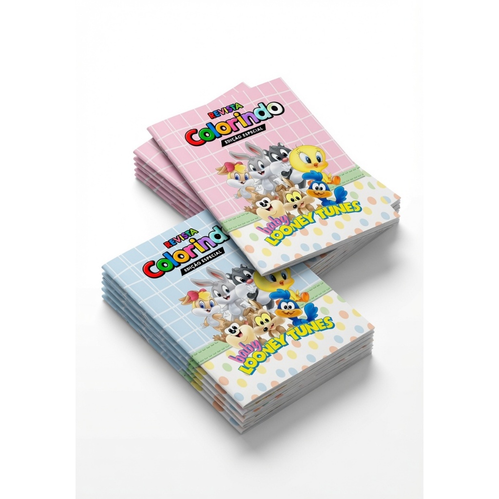 Kit 10-50un Livrinho Revistinha de Colorir Baby Looney Tunes Personalizado com nome Lembrancinha Aniversário Infantil