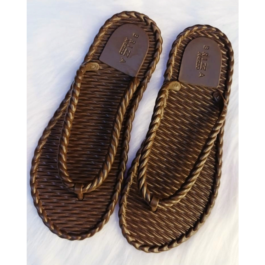 Chinelo Feminino Branco Marrom  Estilo Trançado Premium Confortável | Casual Verão Antiderrapante