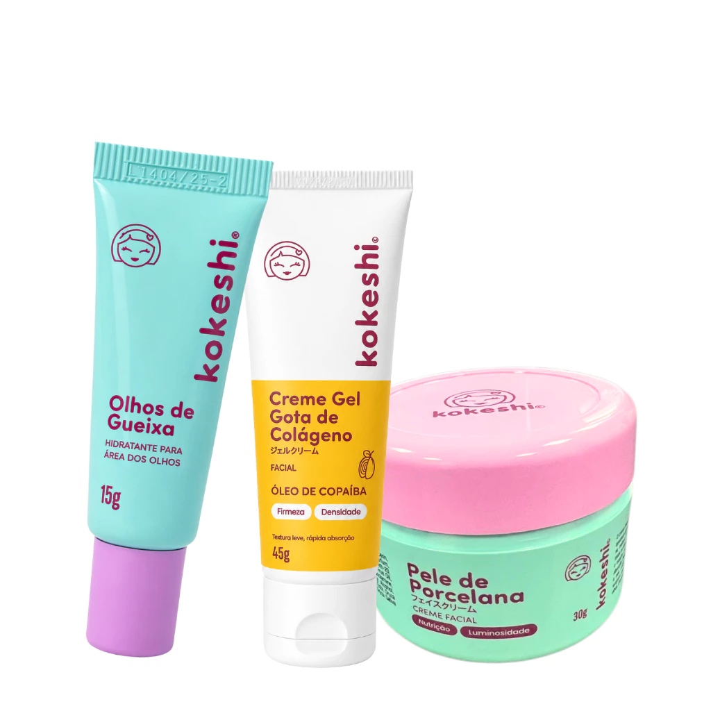 Kit Facial Kokeshi Completo 3 Passos Hidratação e Colágeno — imagem 1