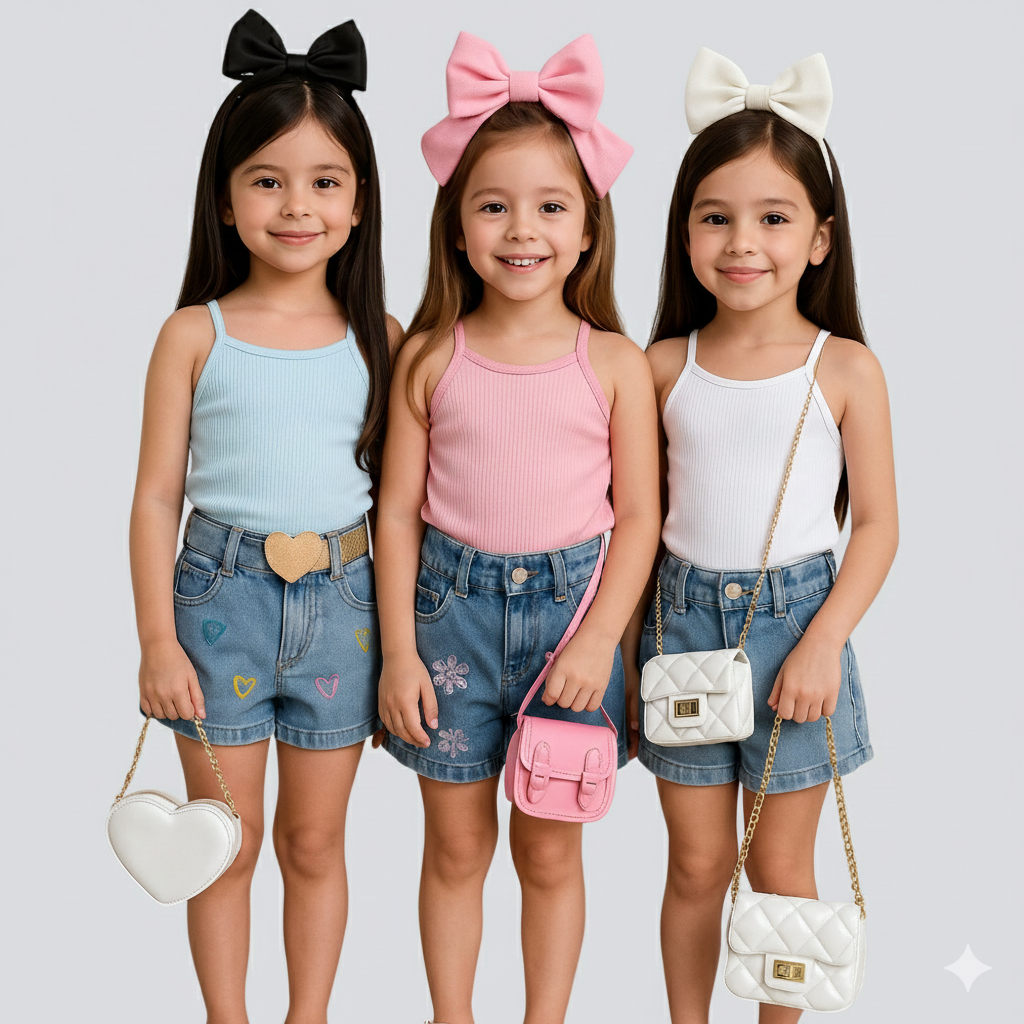 Kit 3 Blusinhas Blusas Feminina T shirt Canelada Infantil 2 a 10 anos Camisetas Tshirt Feminina Menina Moda Bloguerinha