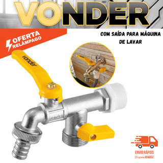 Torneira Esfera 1/2" Saída 3/4" Para Máquina De Lavar Roupa VONDER Tanque Mangueira Original Oferta