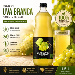 Suco Panizzon Uva Branca Integral 100% Garrafa 1,5L Vidro