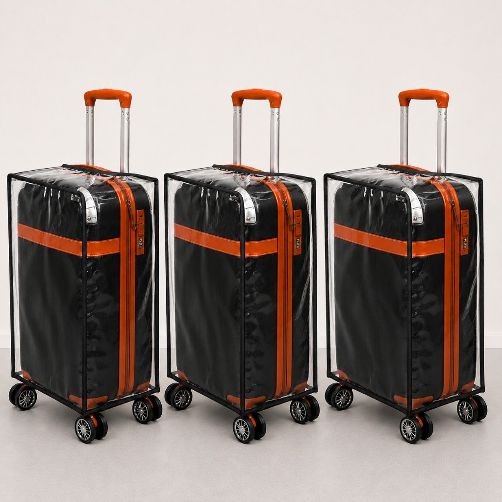 3 Capas Protetora de Mala de Bordo Tamanho P 10 Kg - Transparente com Velcro – Proteção Anti Impacto Resistente