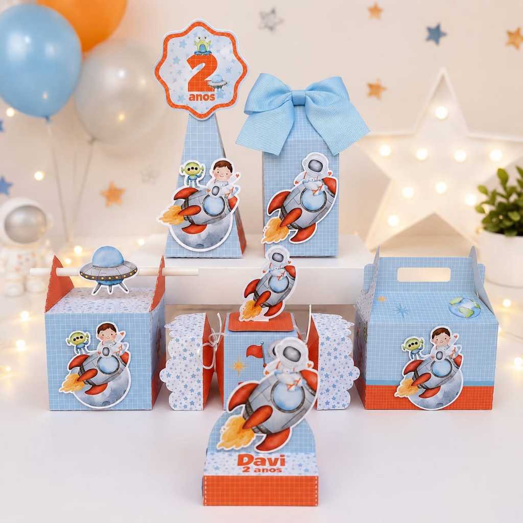 Kit festa Astronauta Personalizado/ Lembrancinhas para festa infantil Astronauta/ Caixinhas personalizadas Astronauta