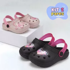 Kit 2 Sandálias Babuche Infantil Mini Clog Infantil Feminino Escolar Dia a Dia