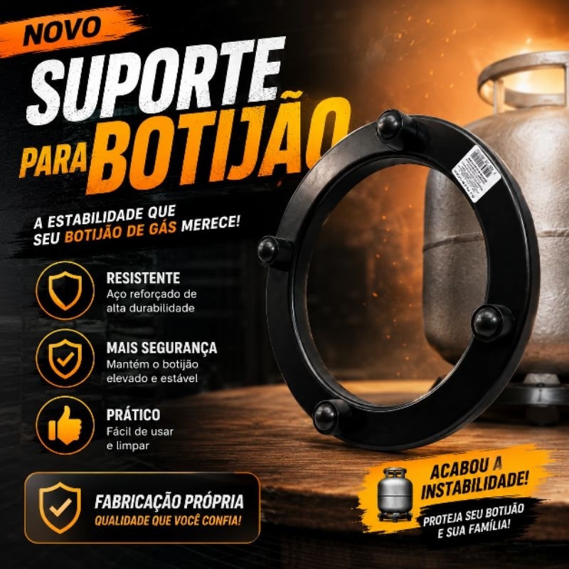 Suporte para Botijão de Gás Reforçado com Pés Alta Resistência de Plástico
