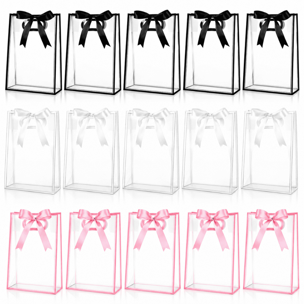 10/15/20/30 sacola transparente com alça grande reutilizáveis PP para Natal casamento festa aniversário