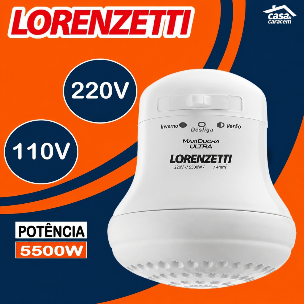 Chuveiro Maxi Ducha Ultra 5500W 127v e 220v Lorenzetti