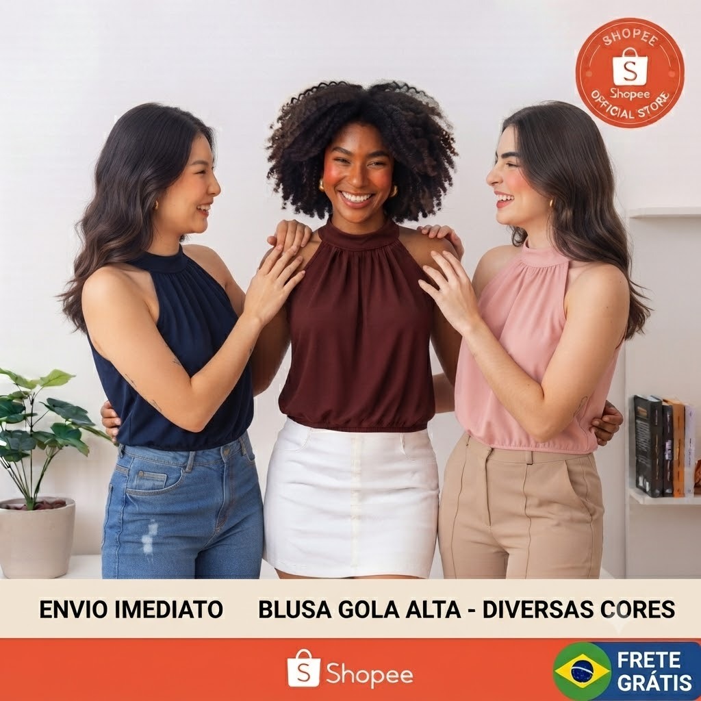 3 Blusa Social Feminina Gola Alta Leve Não Amassa Casual Trabalho Festa Atacado Premium Cores