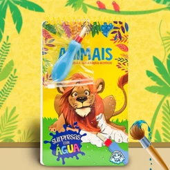 Agua book / Aquabook com Pincel Para Colorir Com Agua Livro Infantil Animais da Floresta