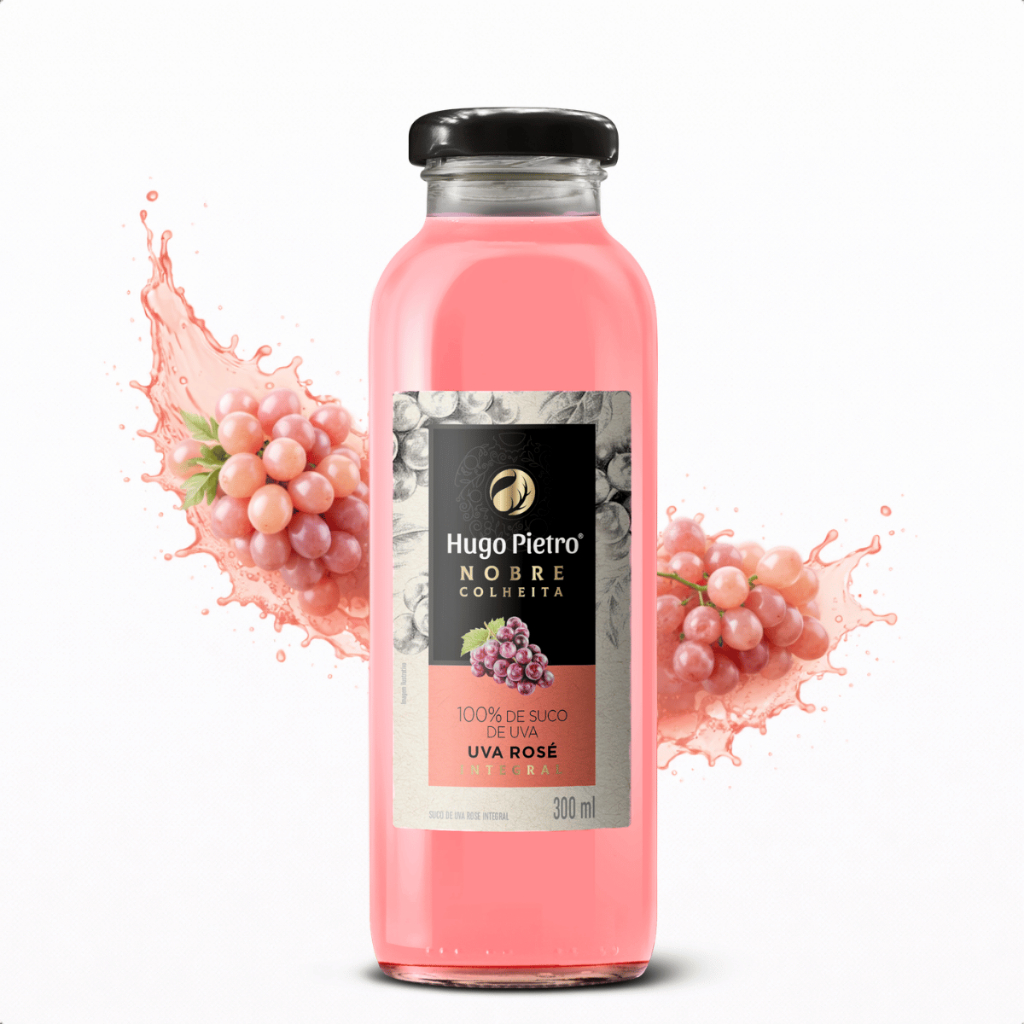 Suco de Uva Rosado Integral 300ml Hugo Pietro Sem Adição de Açúcar para Lanche Natural
