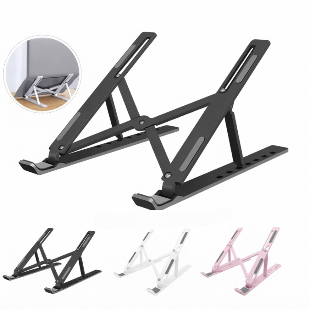 Suporte Ergonômico para Notebook Dobrável Ajustável em ABS Antiderrapante Univer