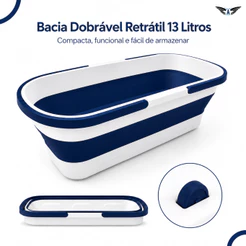 Bacia Dobrável ÓH CÉUS 13 Litros Retrátil Retangular Rodinhas Mop Limpeza Pisos Lavanderia