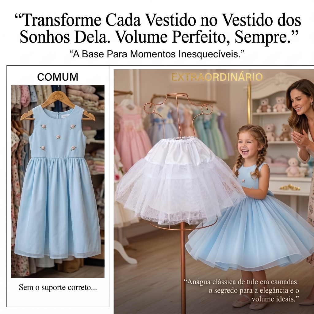 Detalhes do Saiote Anágua para Dar Volume em Vestido de Festa Infantil Saiote de Tule