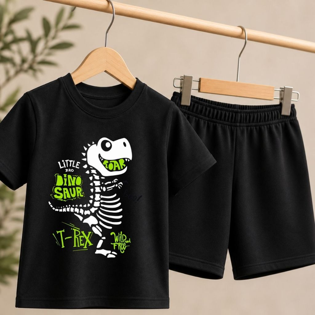 Conjunto Infantil Masculino Camiseta Básica Bermuda Confortável Roupa Infantil Casual Premium