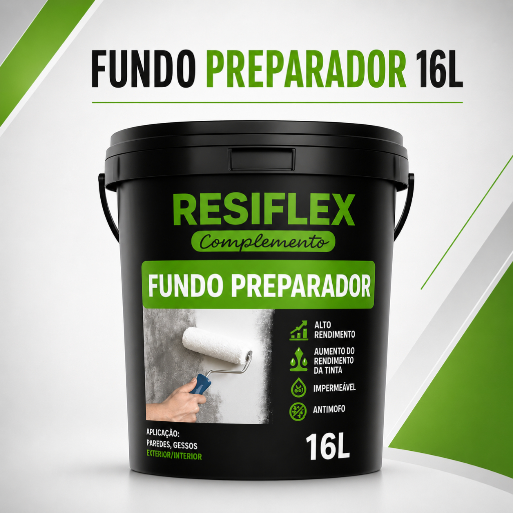 Fundo Preparador Resiflex 16L Para Parede Soltando Pó Reboco Fraco Alta Aderência Antes da Tinta