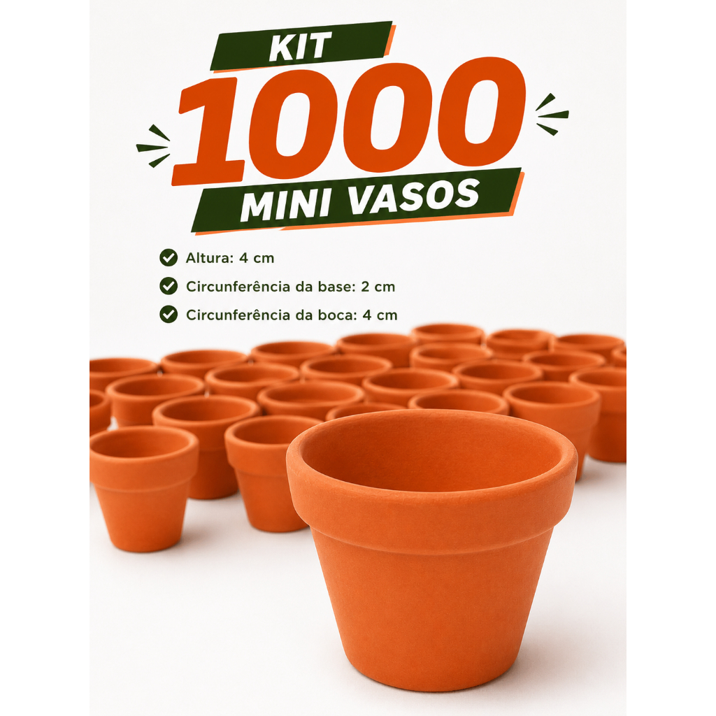 1000 Mini Vasos 4cm para Lembrancinhas Casamento Aniversário Batizado Suculentas Cactos Personalizados