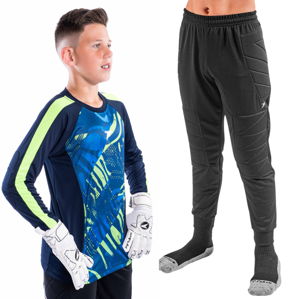 Kit Goleiro Futebol Infantil Camisa + Calça Acolchoada Poker