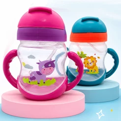 Copo de Treinamento infantil Anti Vazamento com Canudo de Silicone 300ml