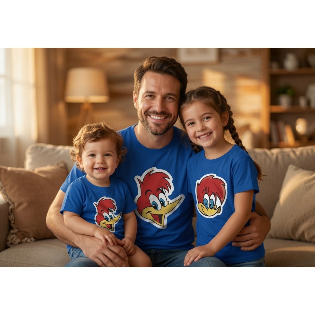 Kit Pica Pau Camisa Personagens Tal Pai Tal Filho Filha Modelo Infantil Adulto Masculino Unissex