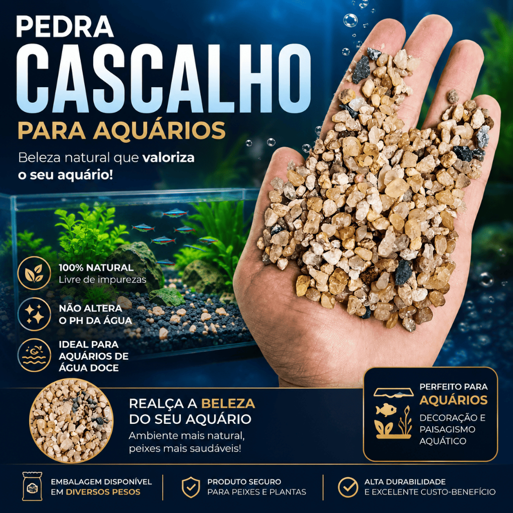Substrato Premium Cascalho de Rio Aquários N1 1Kg