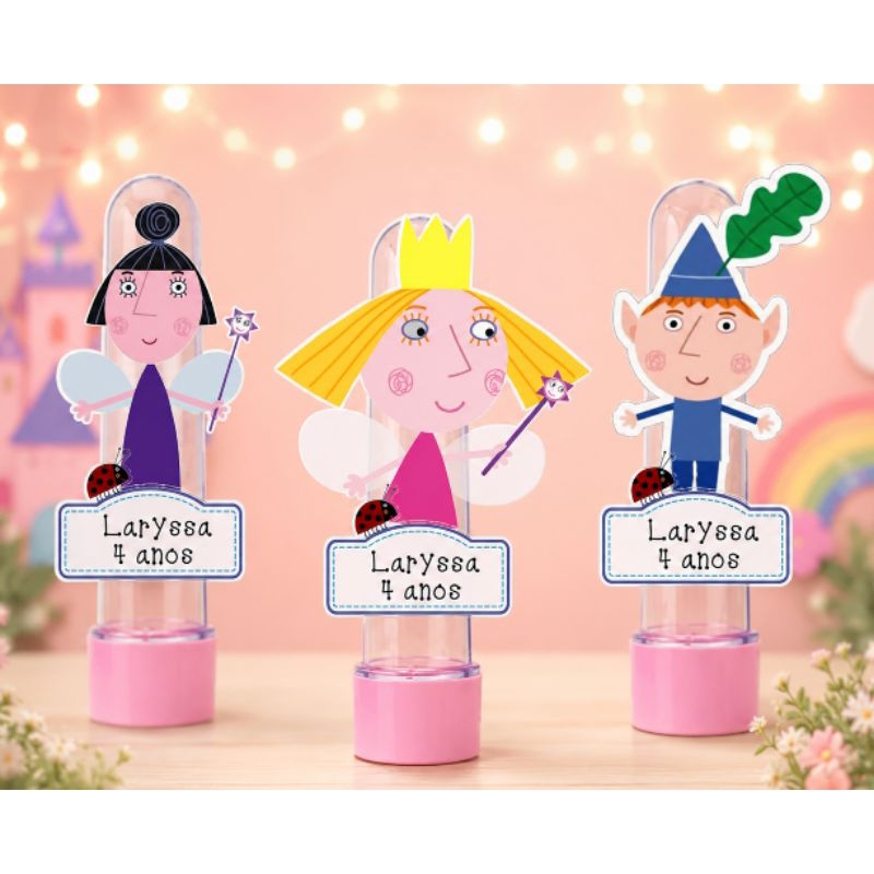 20 Apliques/Tags para Tubete Ben e Holly - Lembrancinha Aniversário, Decoração Aniversário personalizado