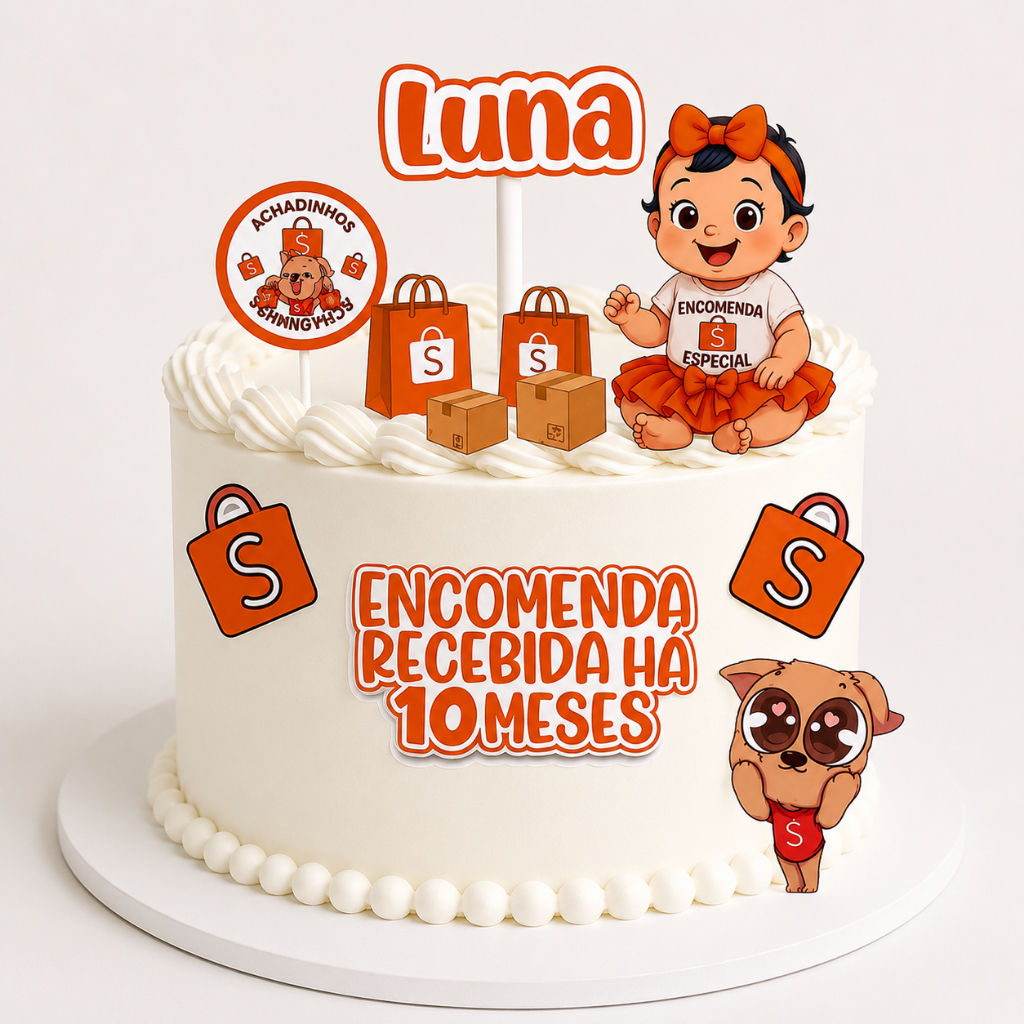 TOPO DE BOLO PERSONALIZADO ACHADINHOS DA SHOPEE EM PAPEL FOTOGRÁFICO| ANIVERSÁRIOS |FESTA|  INFANTIL