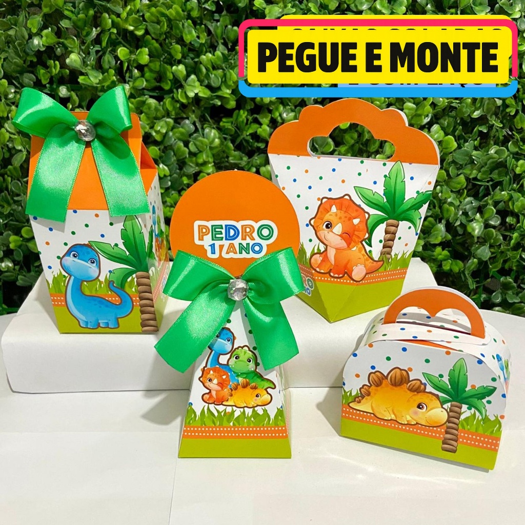Kit Caixas Personalizadas DINOSSAURO BABY Lembrancinhas Festa Infantil Aniversário dino Desmontadas