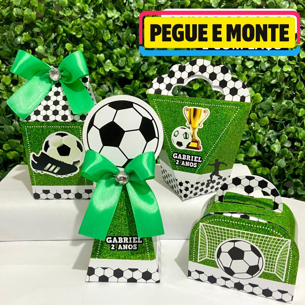 Kit Caixas Personalizadas FUTEBOL Lembrancinhas Festa Infantil Aniversário Caixas desmontadas