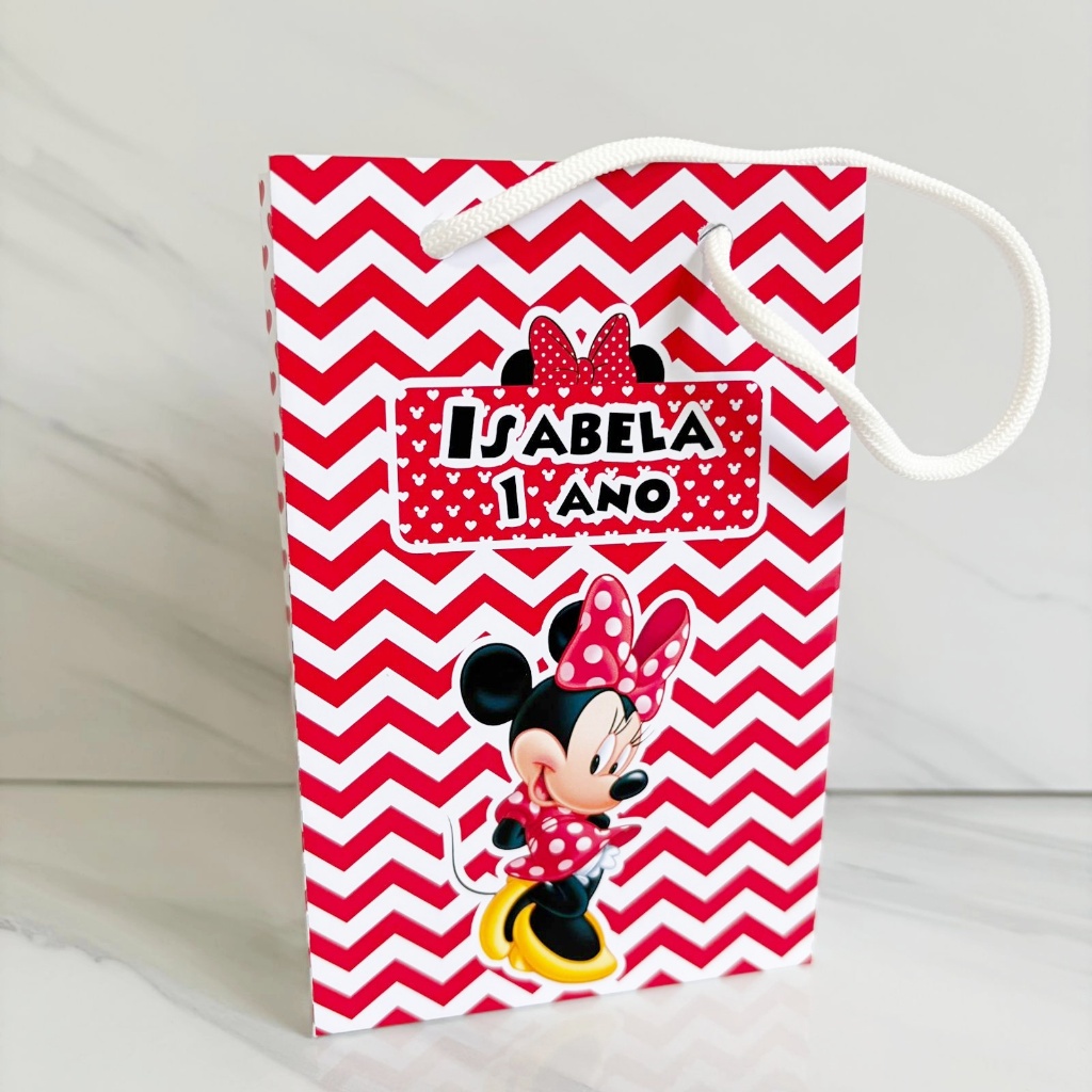 Sacolinha para Lembrancinha Minnie Vermelha Personalizado Lembrancinha Festa Infantil Aniversário