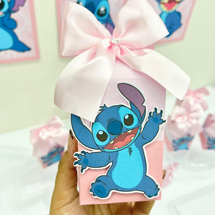 Caixa Milk Personalizada Stitch Aniversário Pegue e Monte Lembrancinha Decoração Caixinha Surpresa