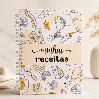 Livro de Receitas Capa Dura 100 Paginas Caderno Receita