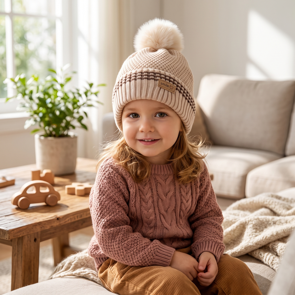 Gorro Touca Longo Infantil Menino Menina Tricotado Inverno Quente Fashion Para 2 a 6 anos FMZ0127-B