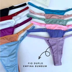 Kit Calcinhas Fio Dental Duplo Lateral Com Regulagem Sensual Empina Bumbum Conforto Cloe