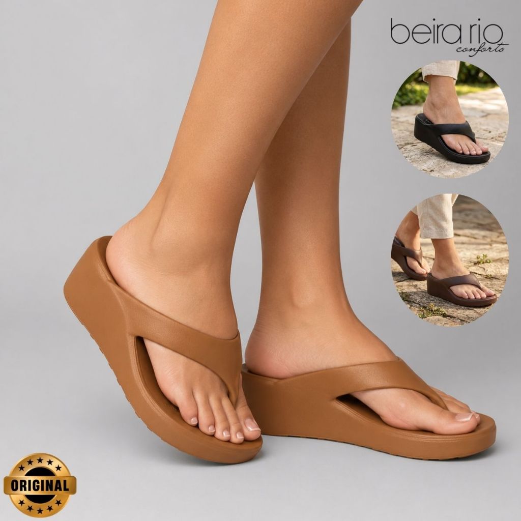 Sandália Feminina Beira Rio Plataforma Papete EVA Confortável Anatômica Casual Leve Moderna Original