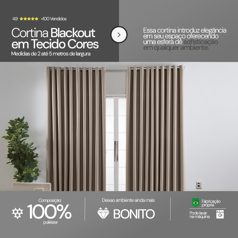 Cortina Blackout Corta Luz em Tecido para Quarto — foto 2