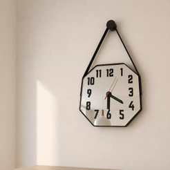 Relógio Adnet Espelhado 25x25cm com Alça Couro Ecológico + Pendurador Relógio de Parede Espelho