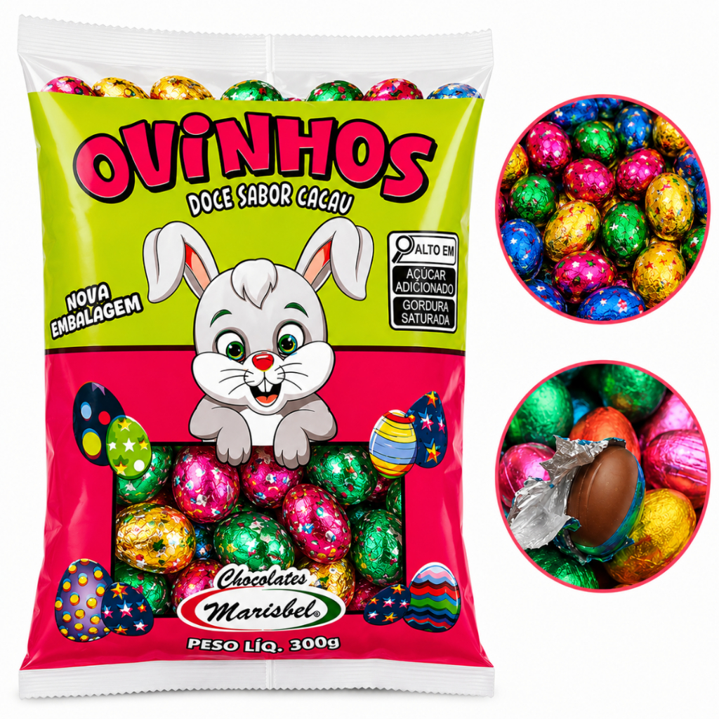 Marisbel Ovinhos De Páscoa Chocolate Ao Leite C/50 Unidades 300g