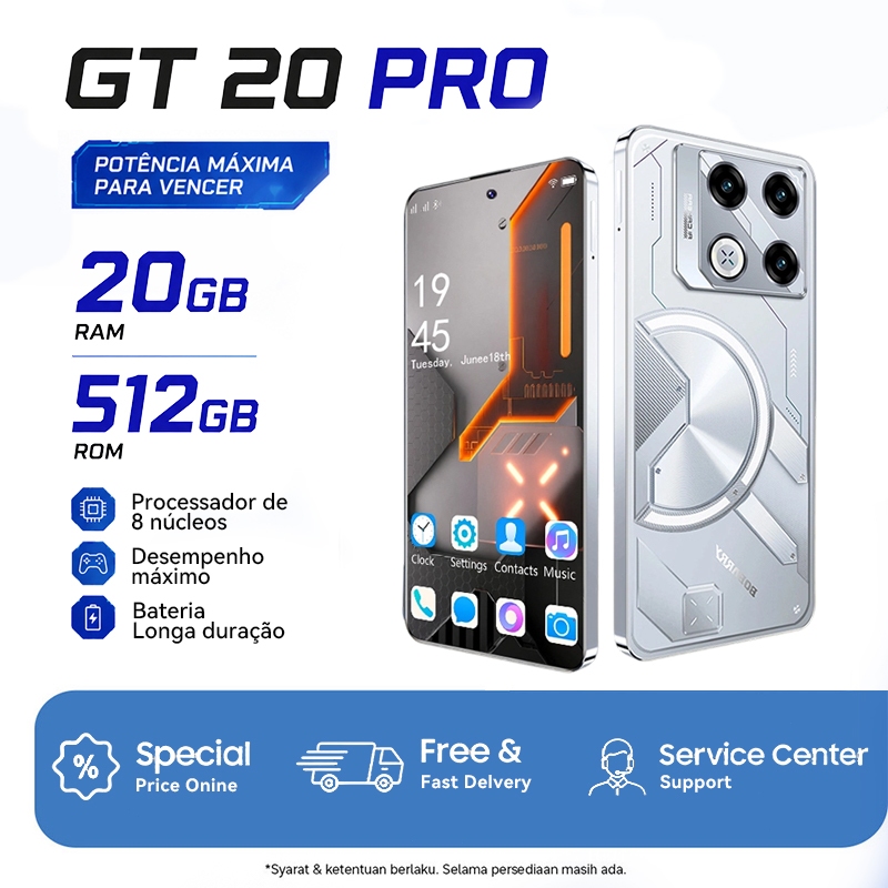 Celular GT 20 Pro 5G 2SIM 16GB+512GB Android 15 Smartphone tela grande HD de 6,78" Octa-core 5000mAh