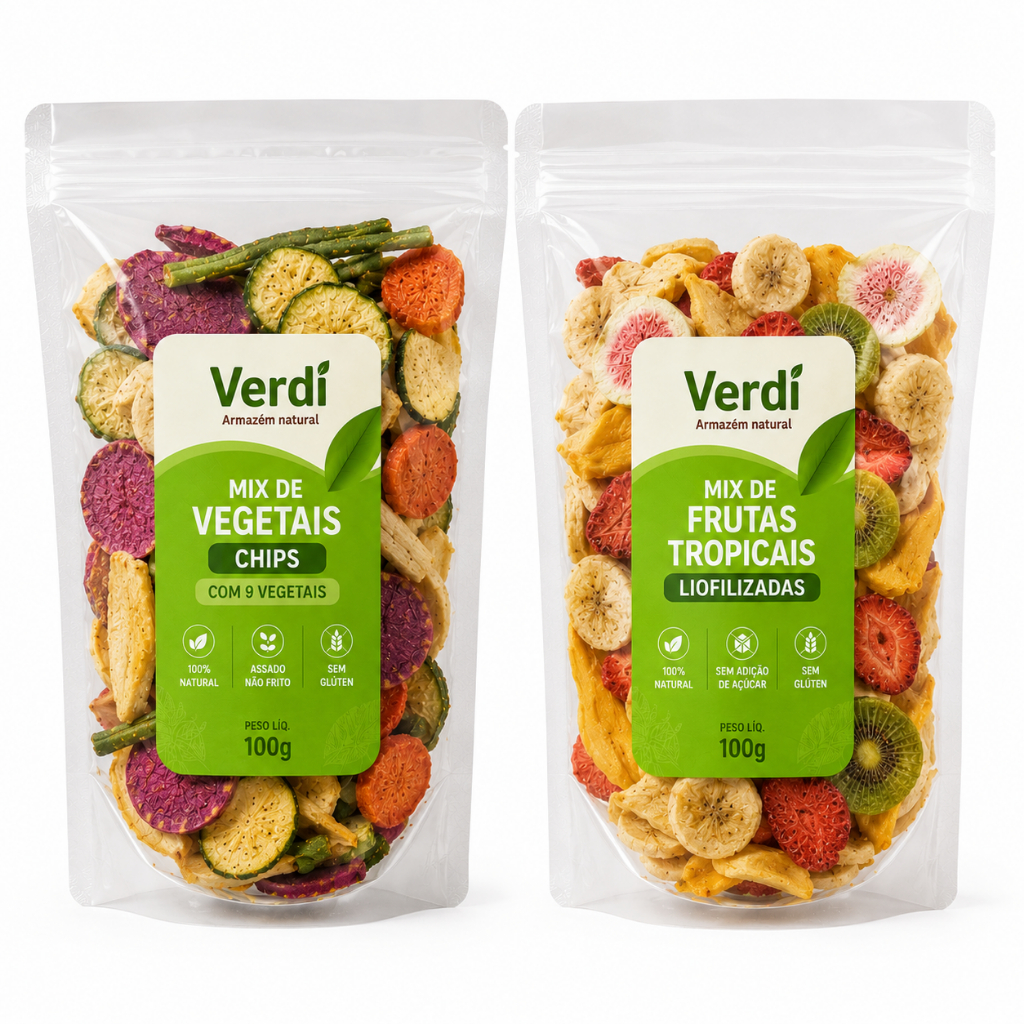 Kit frutas tropicais e vegetais chips desidratados